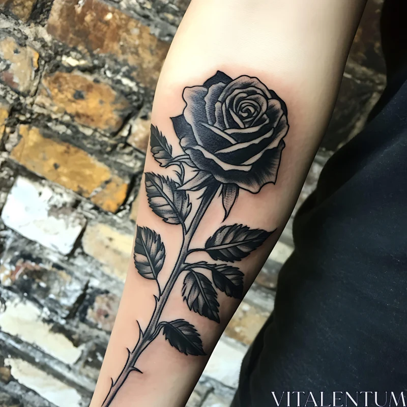 Detailed Black Rose Tattoo AI Image