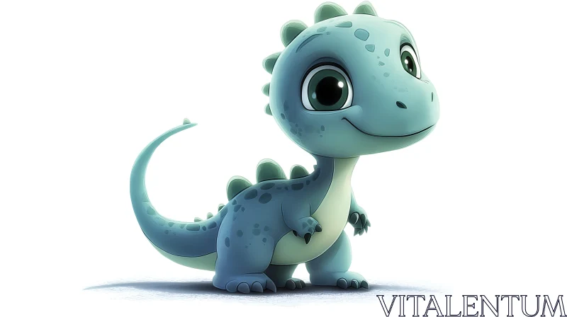 AI ART Pastel Blue Dinosaur Character Design