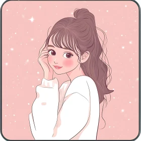 Anime Style Woman with Pink Background