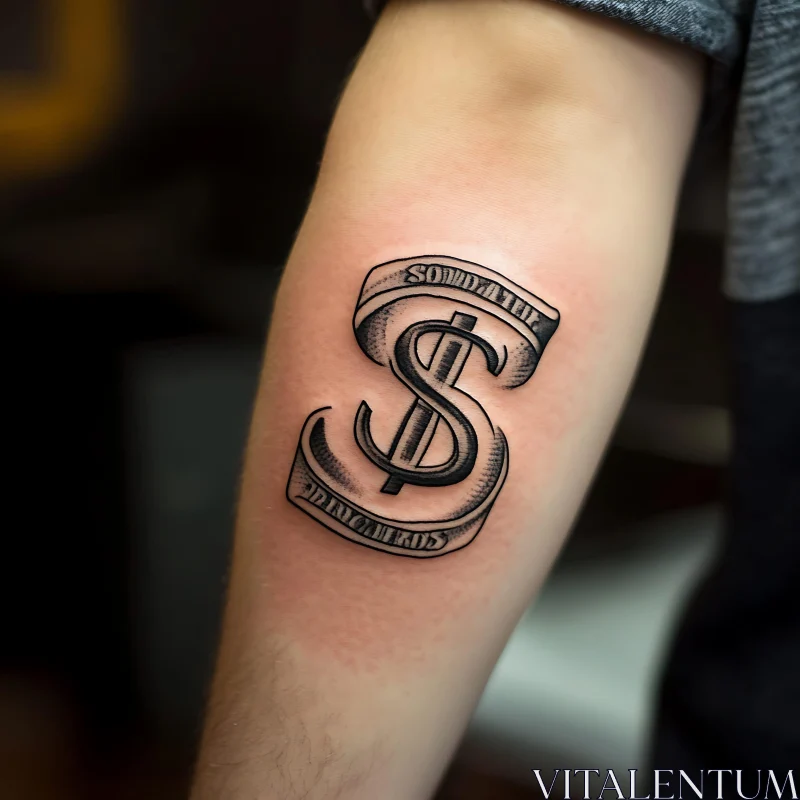 Forearm Tattoo with Dollar Sign Design AI Image