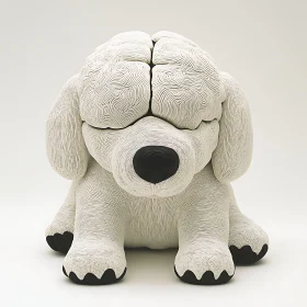 Modern Dog Sculpture with Brain Design