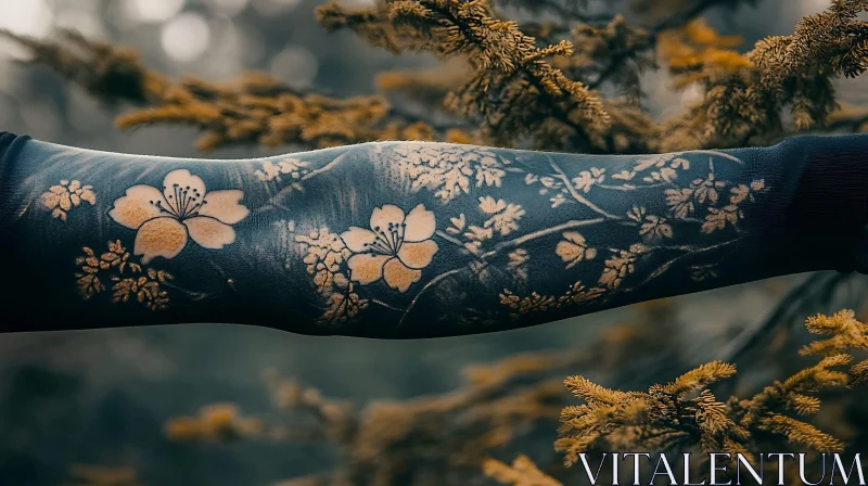 Nature-Inspired Floral Tattoo on Arm AI Image