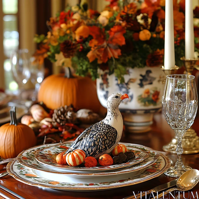 Festive Autumn Table Arrangement AI Image