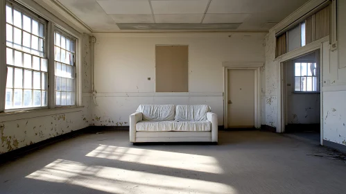 Decaying Interior with White Sofa