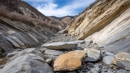 Geological Formations in a Mountain Canyon