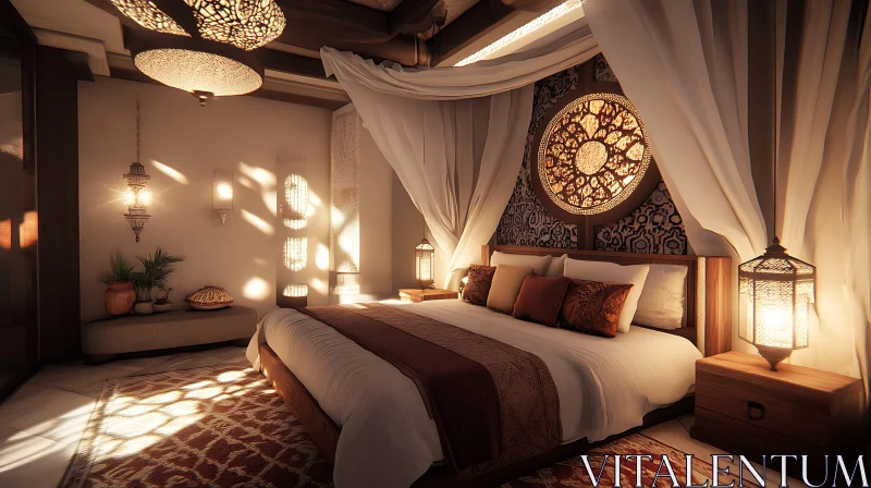 Elegant Bedroom with Ornate Details AI Image