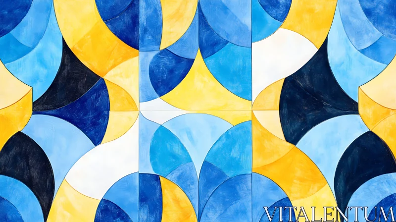 AI ART Geometric Shapes in Blue, Yellow, and Black