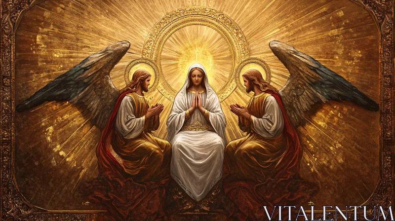 AI ART Divine Light: Angels and Central Figure