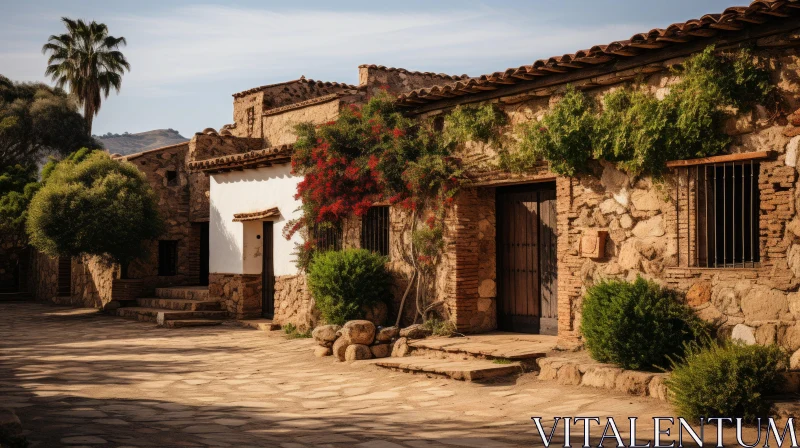 Charming Traditional Stone Buildings in a Picturesque Village AI Image