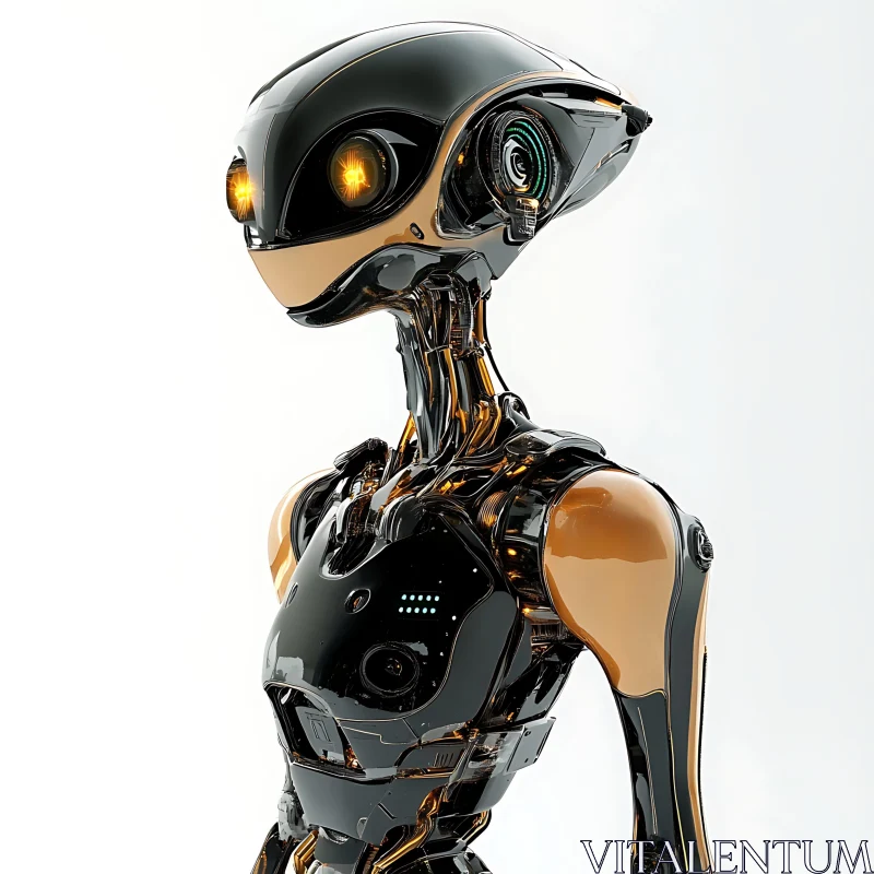 Advanced Technology Robot with Black and Gold Aesthetics AI Image