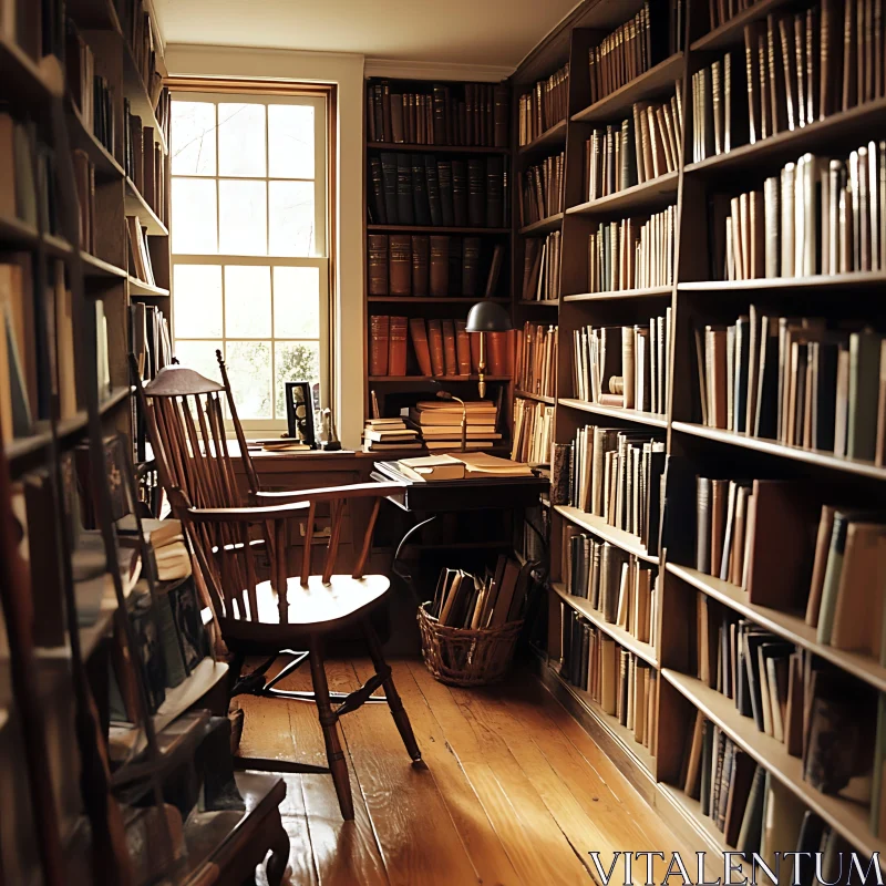 AI ART Cozy Reading Room with Bookshelves