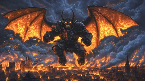 Fiery Wings of Destruction over the City