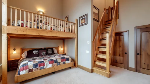 Bedroom with Bunk Bed and Stairs