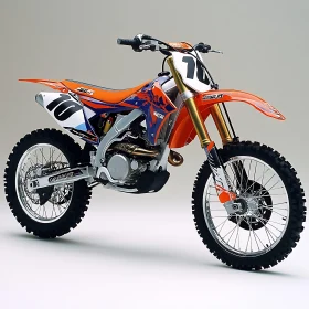 Motorcycle with Orange and Blue Design