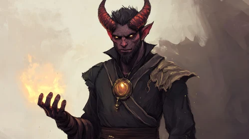 Fantasy Demon with Fireball Art