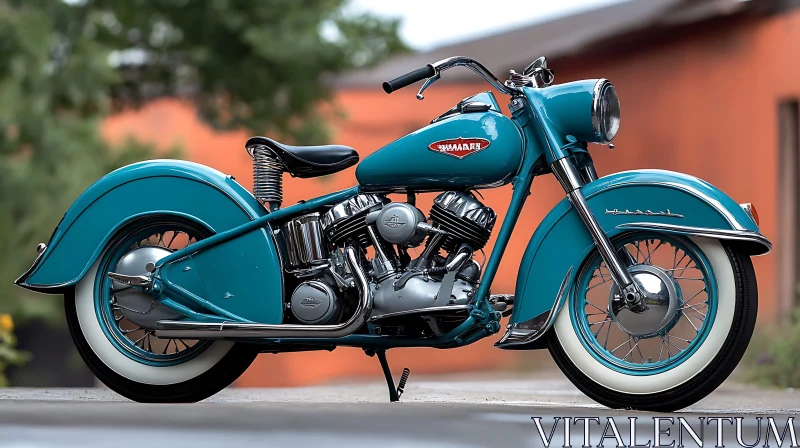 AI ART Turquoise Classic Motorcycle