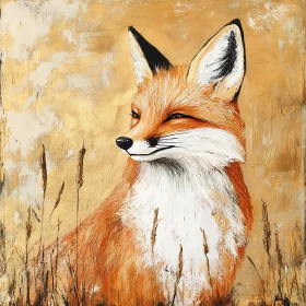 Fox in Field Painting