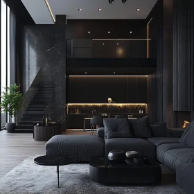 Contemporary Interior with Dark Monochromatic Theme
