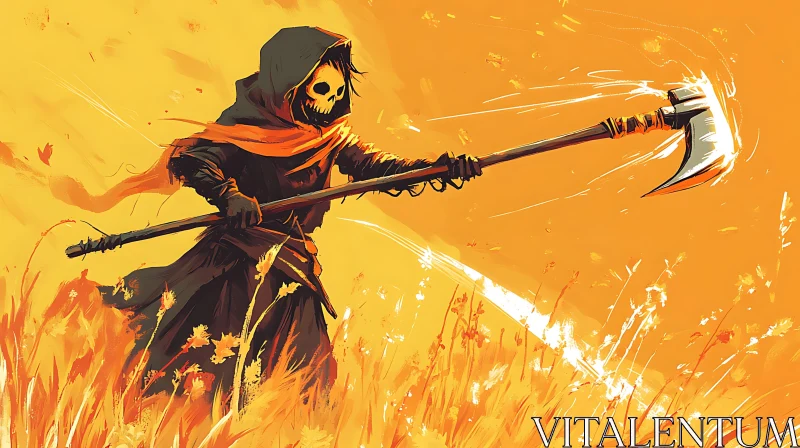 Stylized Reaper with Axe Illustration AI Image