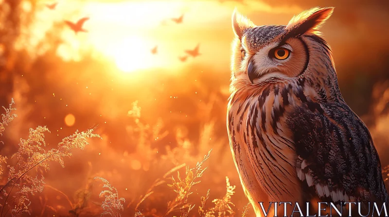 Regal Owl in Golden Light AI Image