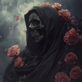 Skull and Roses Dark Art