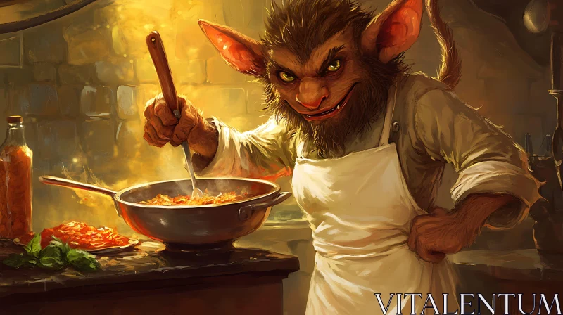 Whimsical Monster Chef in Kitchen AI Image