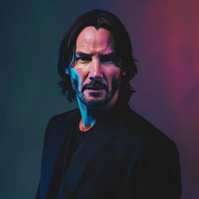 Keanu Reeves Intense Expression Portrait