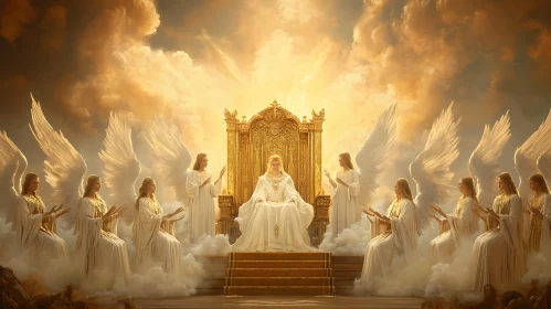Angelic Assembly Around a Gilded Throne