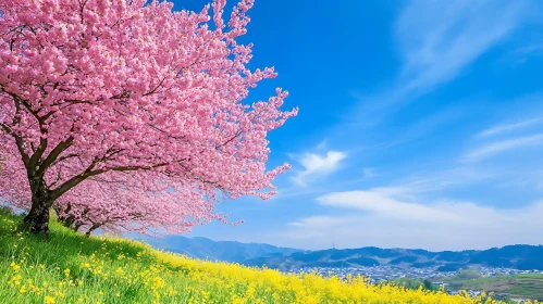 Spring Landscape with Cherry Trees