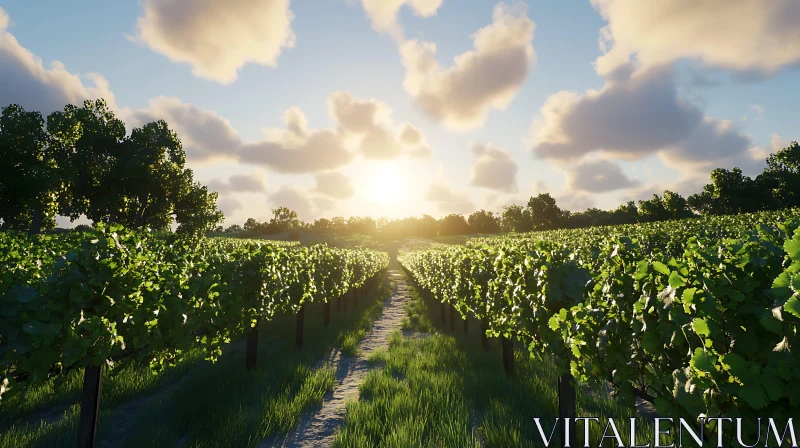 AI ART Sunlit Vineyard Landscape