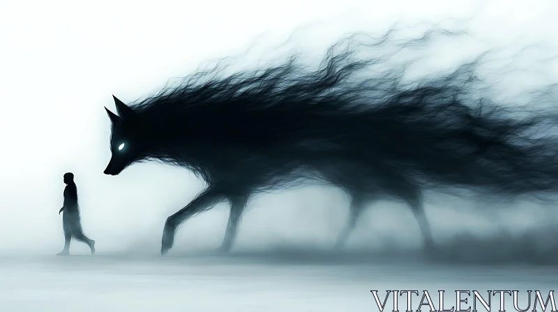 AI ART Silhouette Encounter with Shadowy Beast