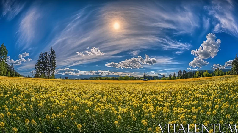 AI ART Yellow Field, Blue Sky, White Clouds