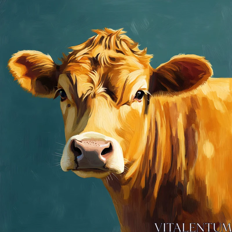 Painted Cow Portrait, Farm Animal Art AI Image