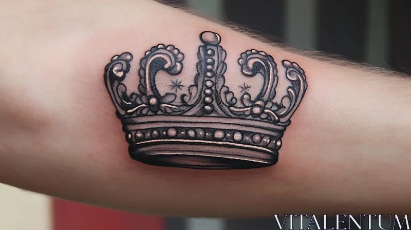 Regal Crown Tattoo on Arm Ink Art AI Image