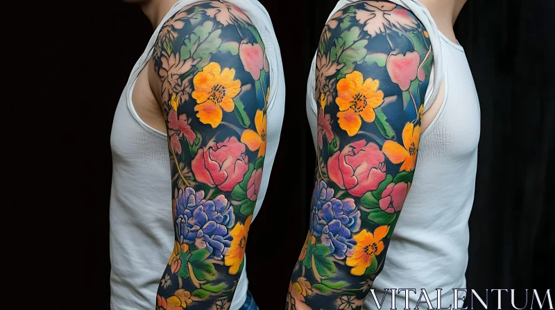 Intricate Floral Tattoo Sleeve Design AI Image