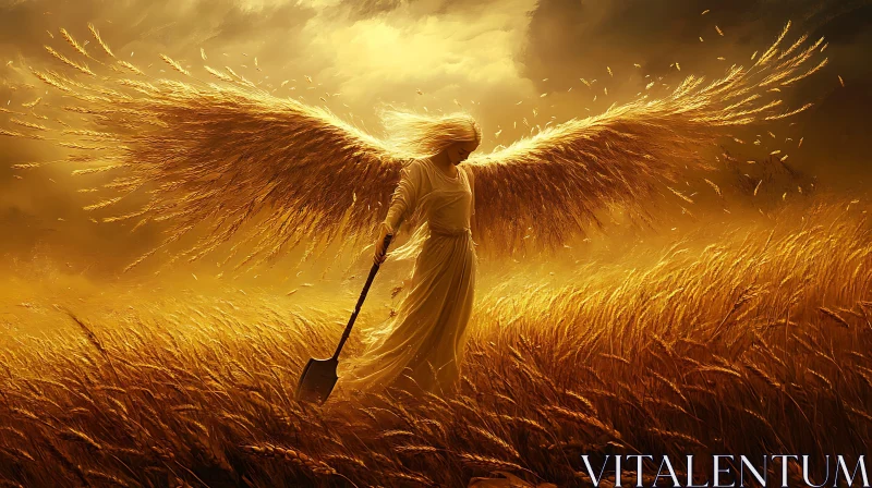 AI ART Golden Angel in Field of Dreams