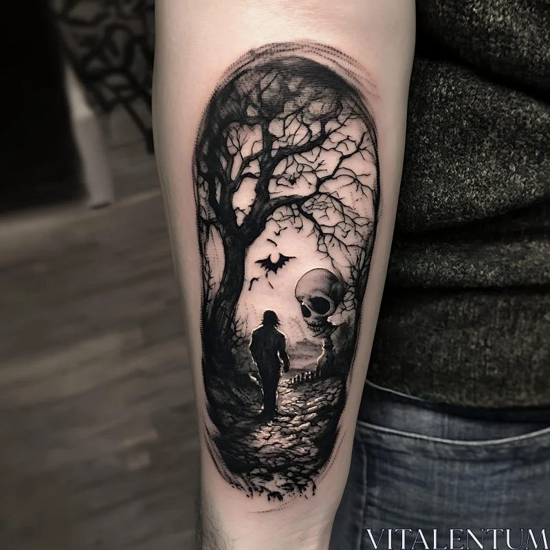 Black and Gray Horror Tattoo AI Image