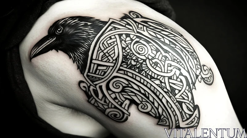 Celtic Raven Tattoo Design AI Image