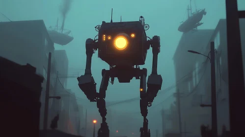 Mechanical Walker in Mist