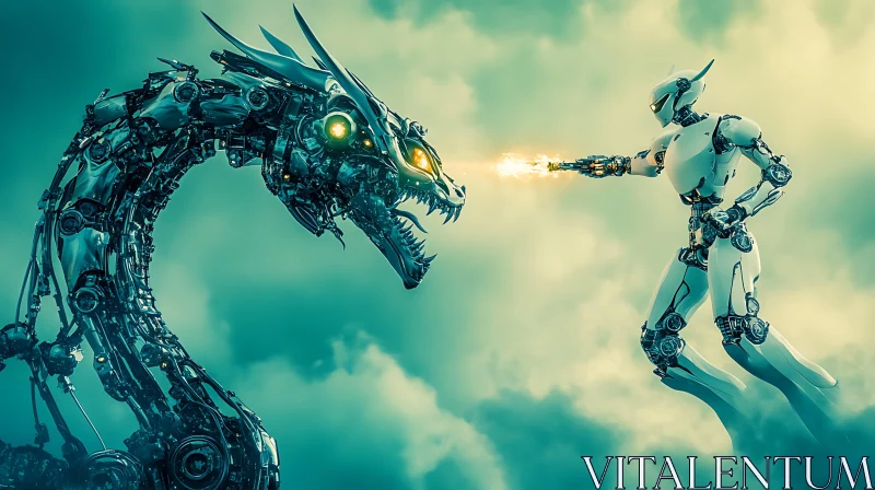 Future Battle: Robot and Dragon AI Image