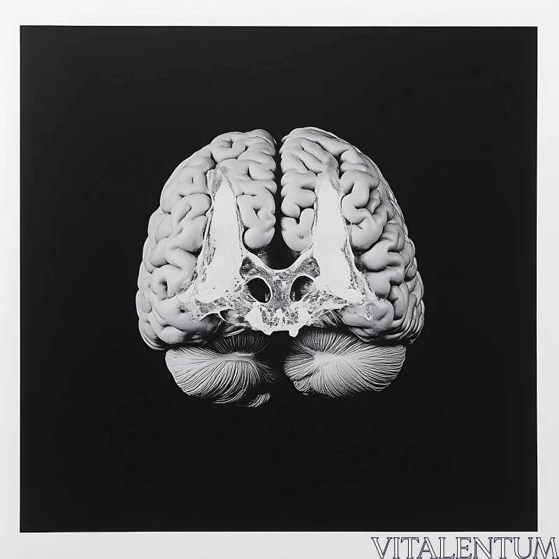 Monochrome Cerebral Anatomy AI Image