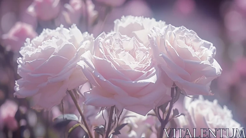 Delicate White Roses in Full Bloom - Ethereal Floral Photography AI Image