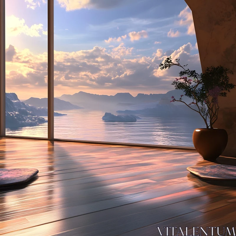 AI ART Peaceful Seascape from Cozy Room