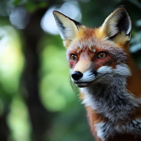 Fox in the green forest
