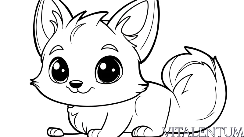 Cute Fox Line Art AI Image