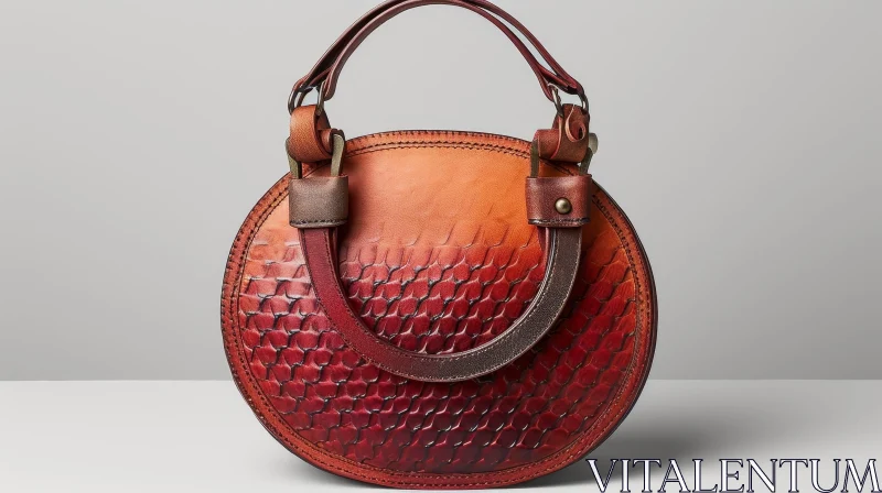 Exquisite Red Leather Handbag with Snakeskin-like Pattern AI Image
