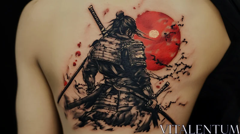 Samurai Warrior Back Tattoo AI Image