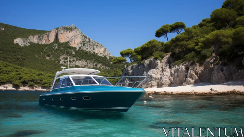 Tranquil Serenity: Discover the Beauty of a Blue Boat on Water AI Image