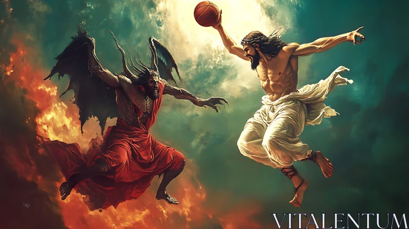 AI ART Celestial vs Demonic Basketball Game