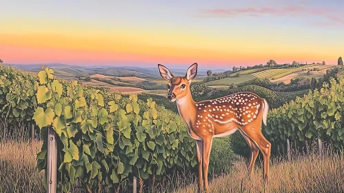 Young Deer Amongst the Vines